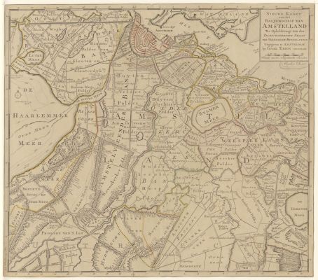 Topografische kaart van Amstelland  
SAGV Topografische kaart van Amstelland uit 1749 waarin opgenomen: Muiden, Bijlmer, Weesperkaspel, Vinkeveen, Ouderkerk
Trefwoorden: Topografie