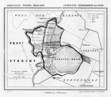 Topografische kaart Horstermeer.  
SAGV Topografische kaart uit 1866 van Nederhorst den Berg met Horstermeer
Trefwoorden: Topografie
