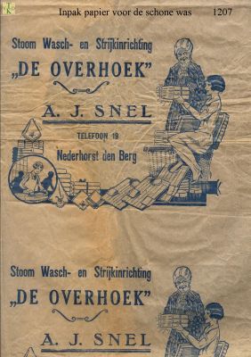 1207 Inpakpapier voor de was.
Wasserij De Overhoek.
