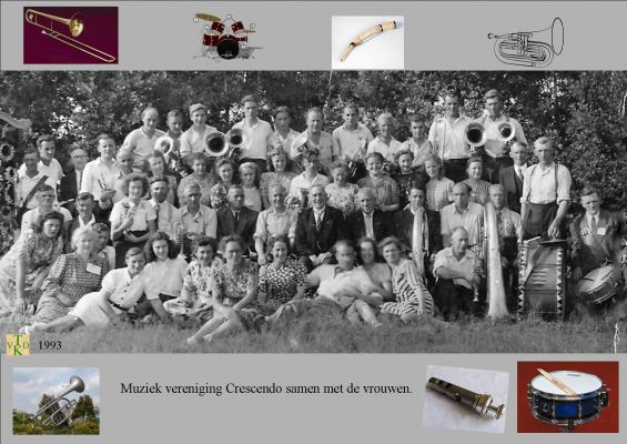 1993 Crescendo met de vrouwen.  
Muziekvereniging Crescendo
