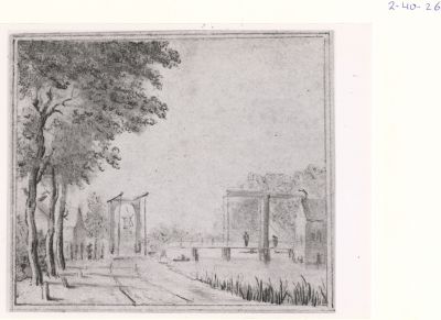 Pentekening
Pentekening.
Dammerweg met Bruggetje naar de Overmeerseweg. Rechts de Brug naar de Brugstraat.
