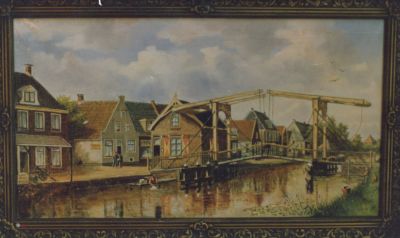 Brug-over-Reevaart
Schilderij gemaakt door H v Huisstede    Links de Voorstraat en ingang Brugstraat.
In het midden de Reevaart.
