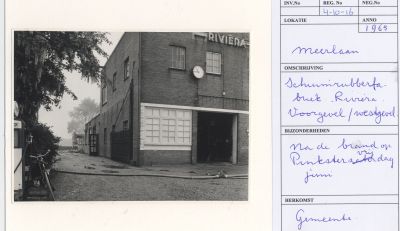 Schuimrubberfabriek-Riviera
Voorgevel Westgevel 
 Na de brand in juni 1965
